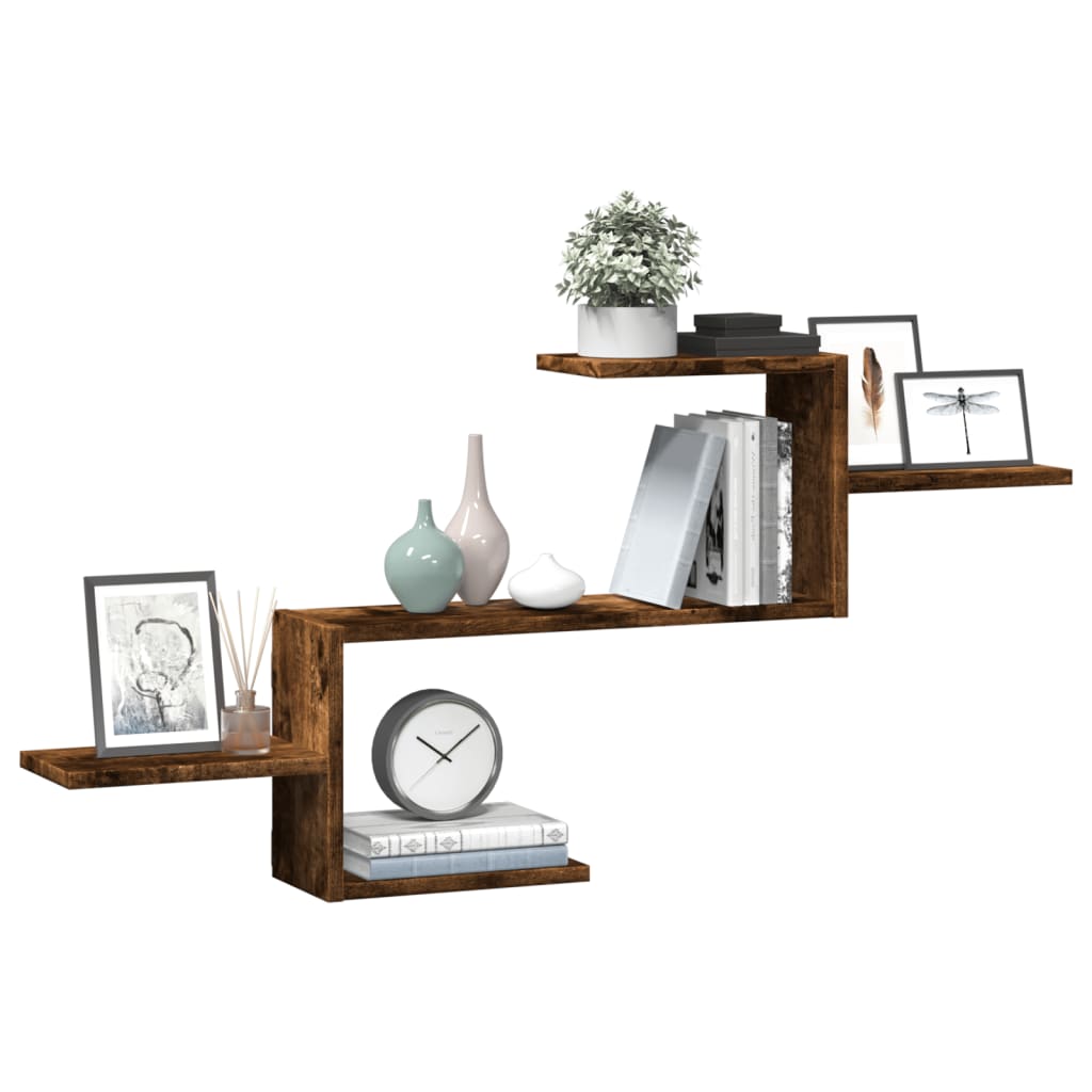 Wall shelf smoked oak 104x15x49 cm wood material