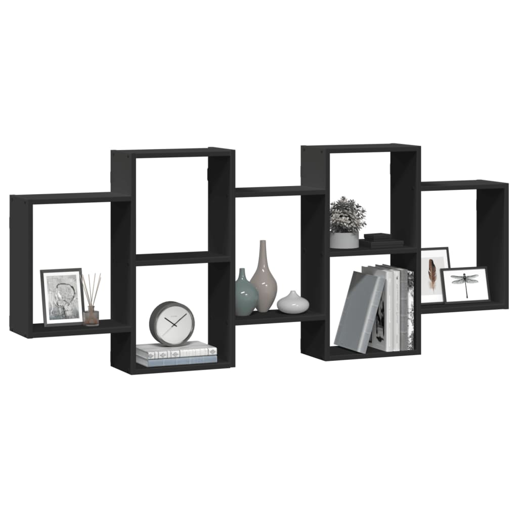 Wall Shelf Black 159x18x65 cm Wood Material