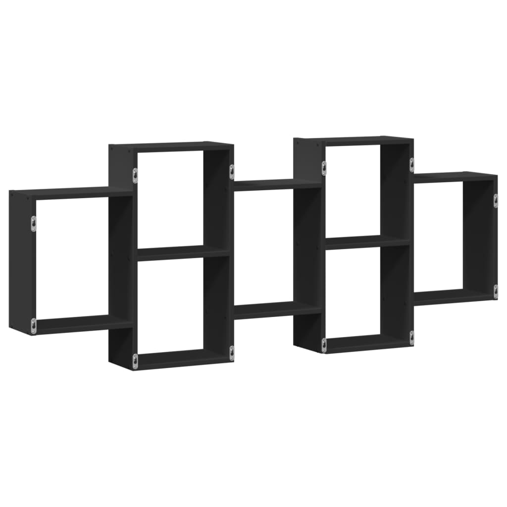 Wall Shelf Black 159x18x65 cm Wood Material