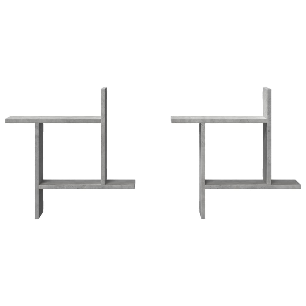 Wall shelves 2 pcs. Concrete grey 50x12x50 cm wood material