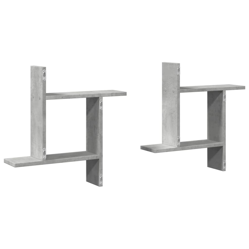 Wall shelves 2 pcs. Concrete grey 50x12x50 cm wood material