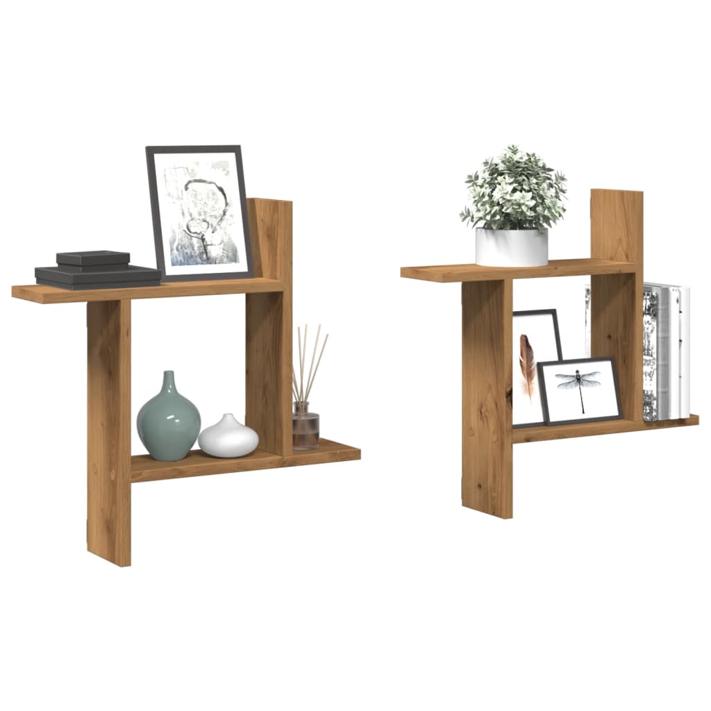 Wall shelves 2 pcs. Artisan oak 50x12x50 cm wood material