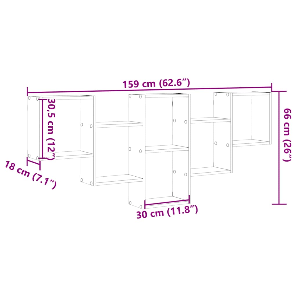 Wall shelf concrete grey 159x18x66 cm wood material