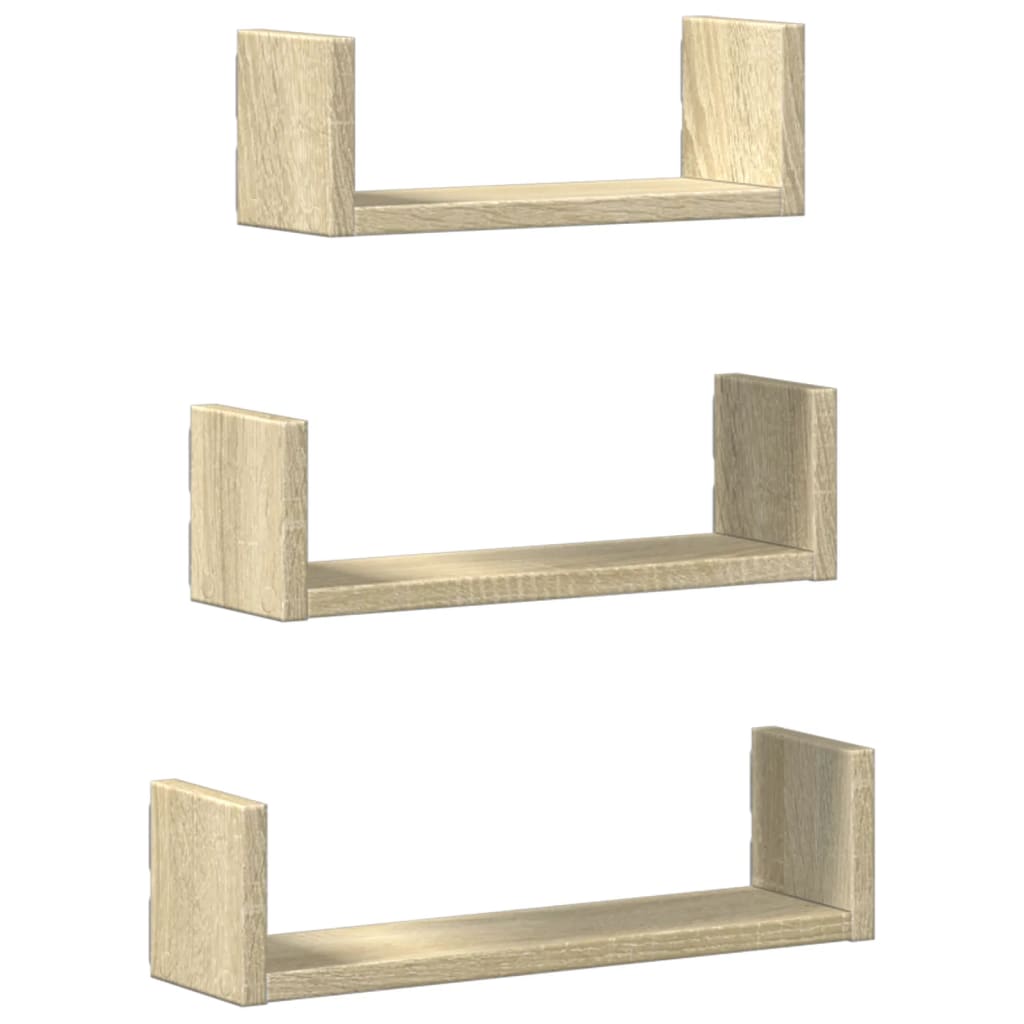 Wall shelf 3 pcs. Sonoma oak wood material