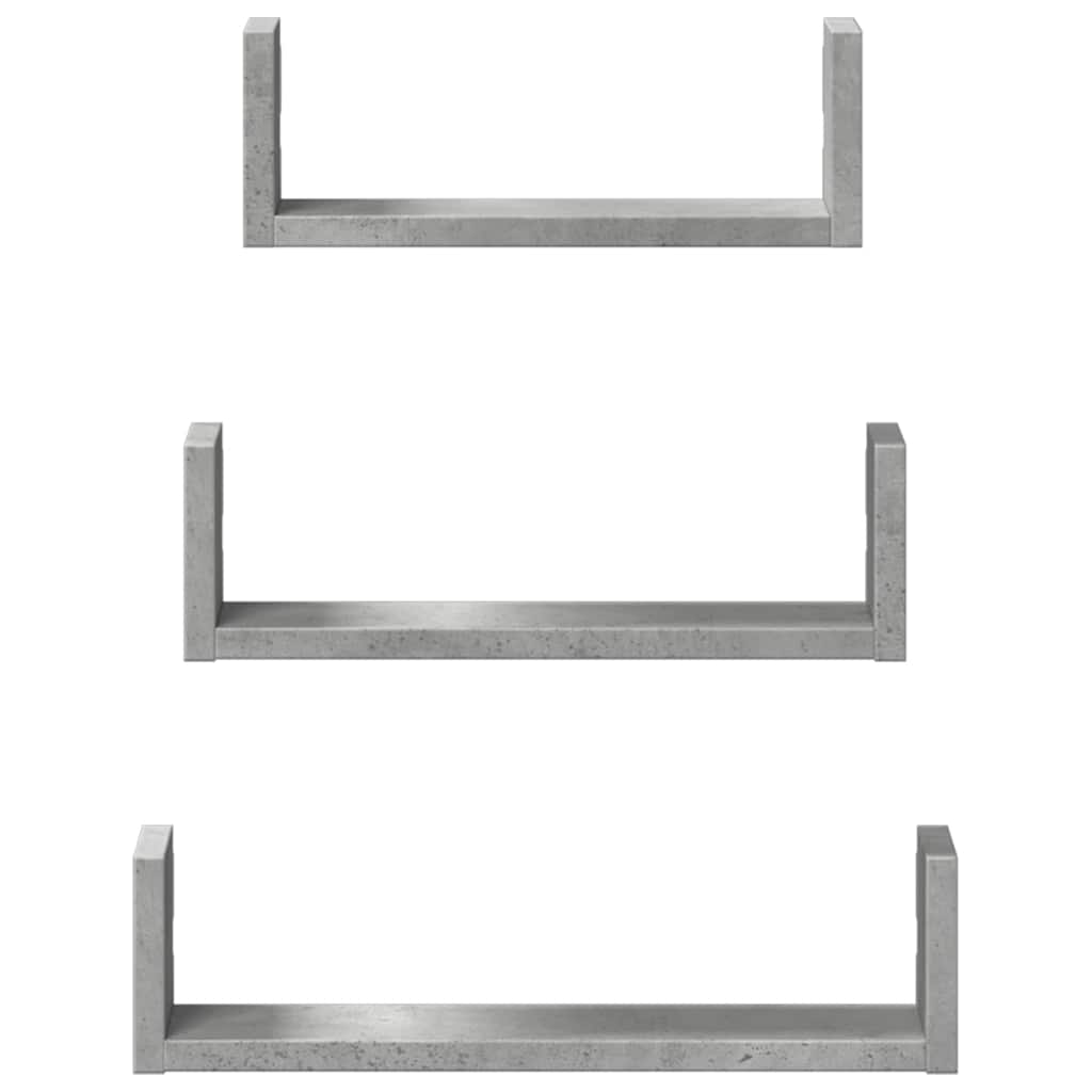 Wall shelf 3 pcs. Concrete gray wood material