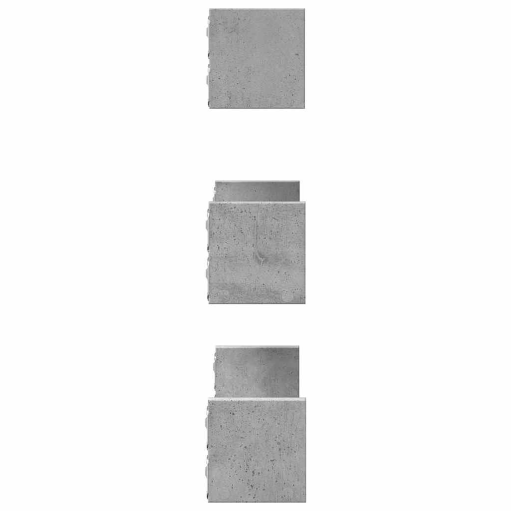 Wall shelf 3 pcs. Concrete gray wood material
