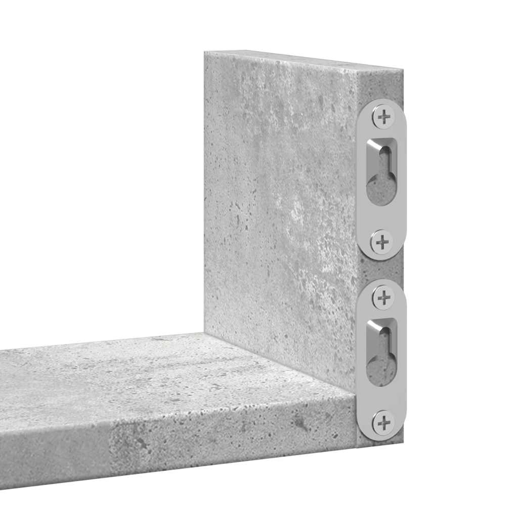 Wall shelf 3 pcs. Concrete gray wood material