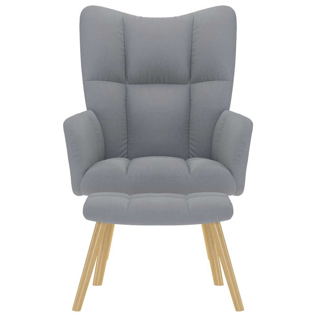 Relaxsessel mit Hocker Hellgrau Stoff