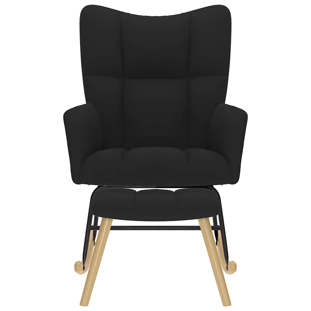 Rocking Chair with Footstool Black Fabric