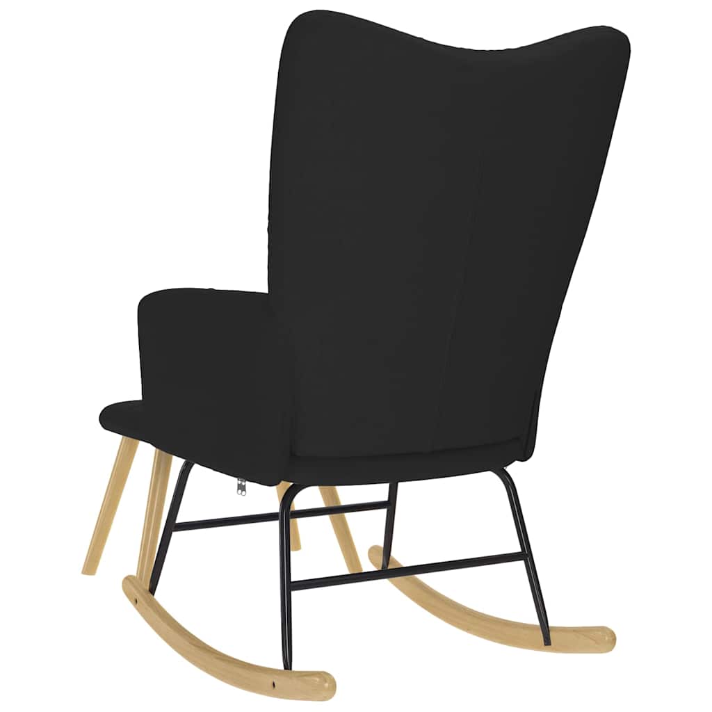 Rocking Chair with Footstool Black Fabric