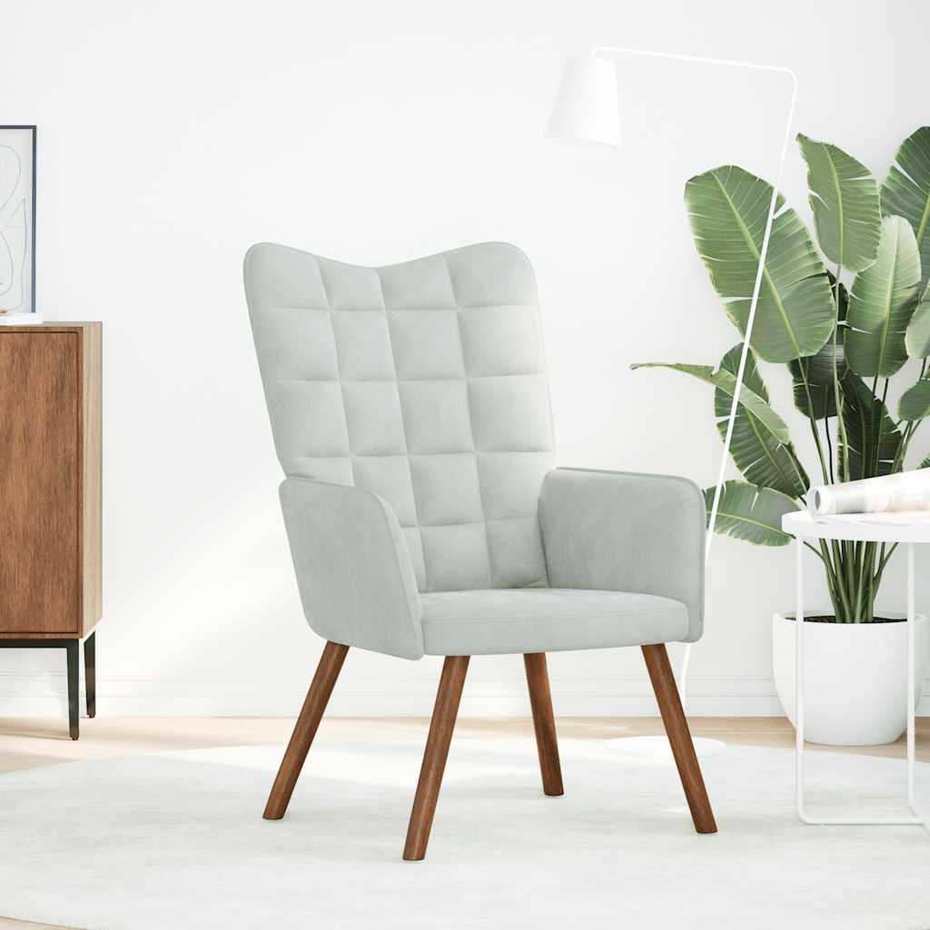Relaxing Chair Light Gray Velvet