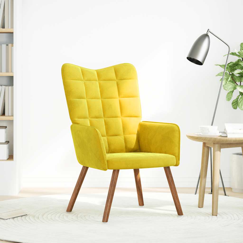 Relaxing Chair Yellow Velvet