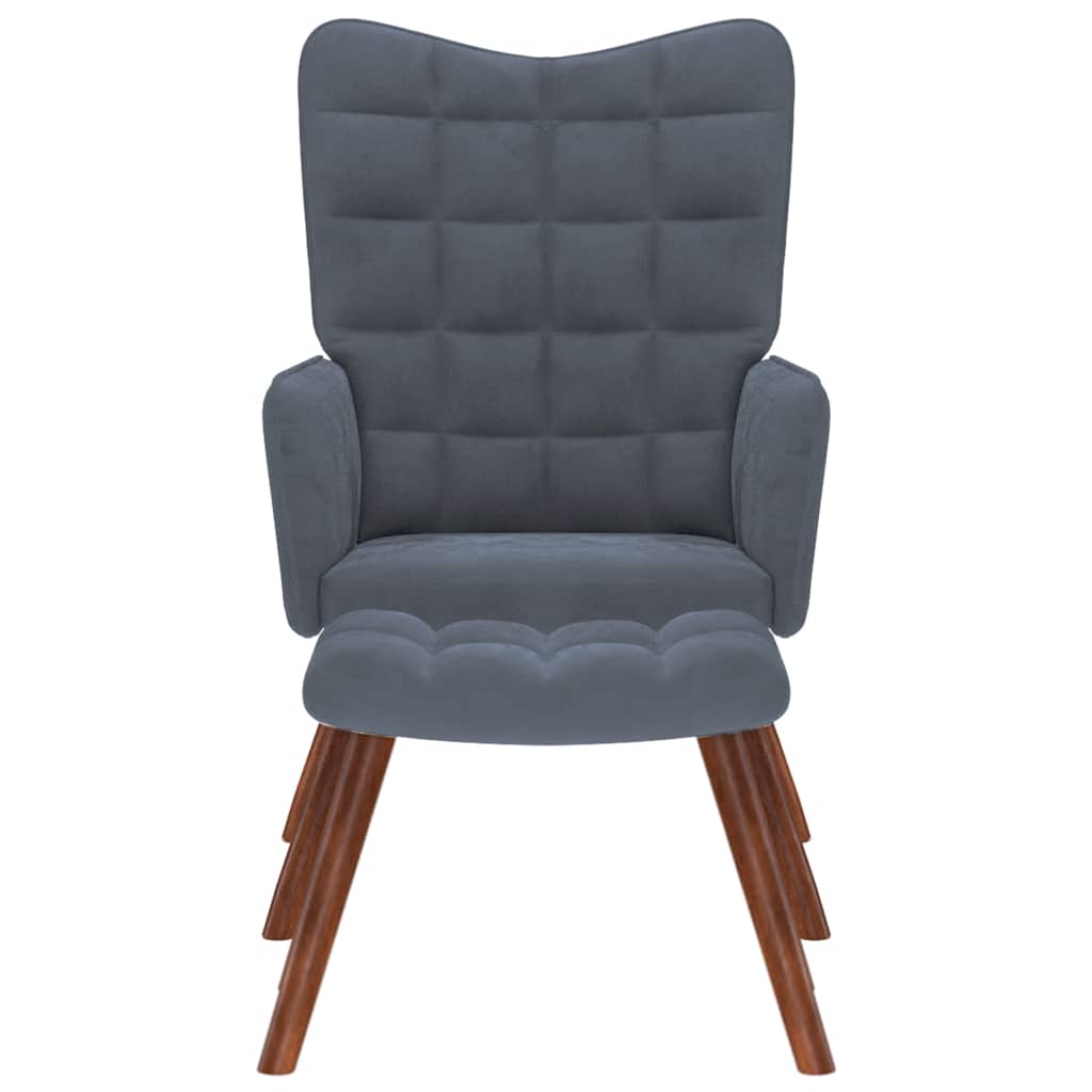 Relaxsessel mit Hocker Dunkelgrau Samt