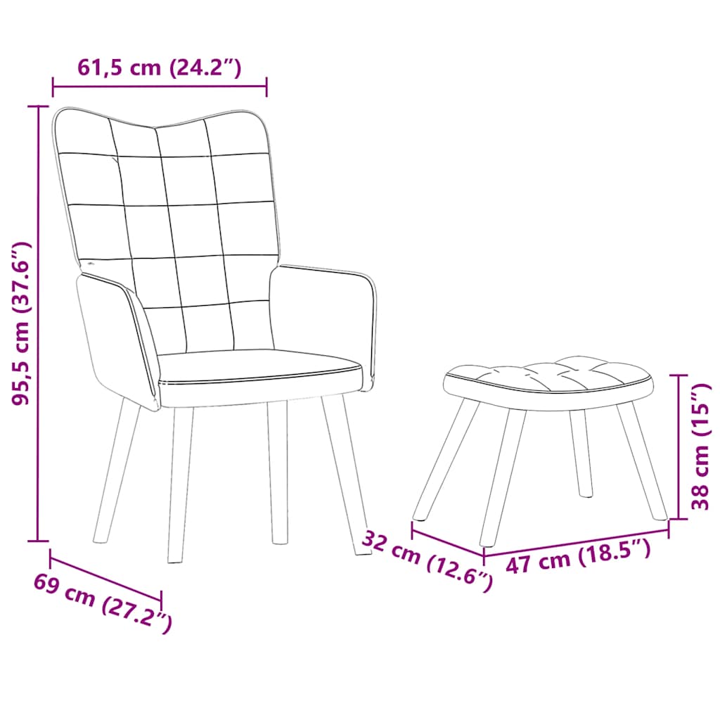 Relaxsessel mit Hocker Hellgrün Samt