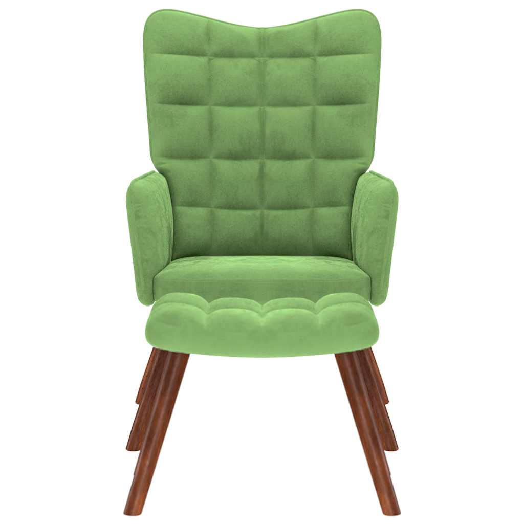 Relaxsessel mit Hocker Hellgrün Samt