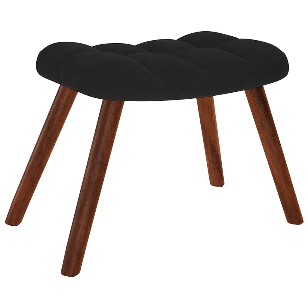 Relaxing Chair with Stool Black Velvet