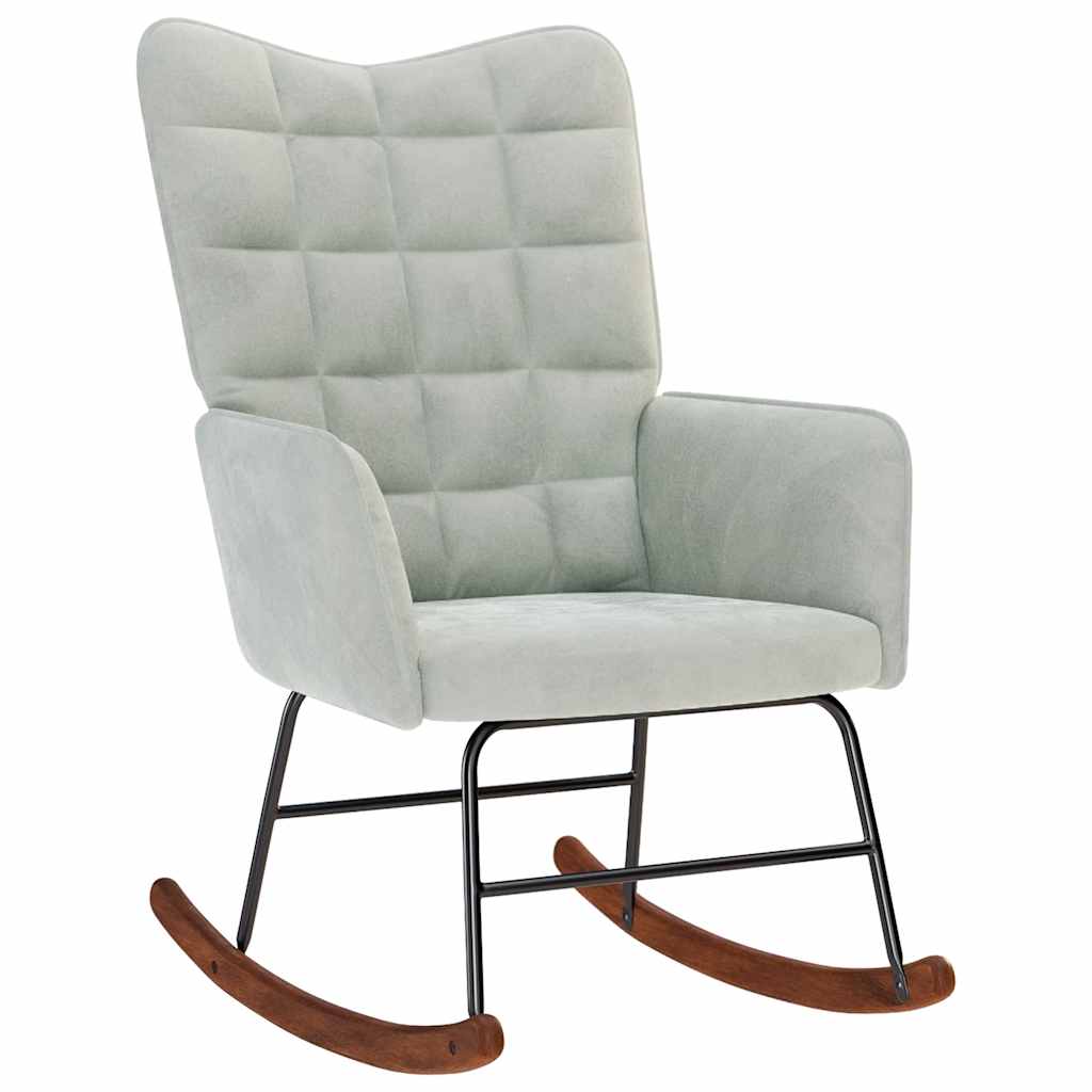 Rocking Chair with Stool Light Gray Velvet