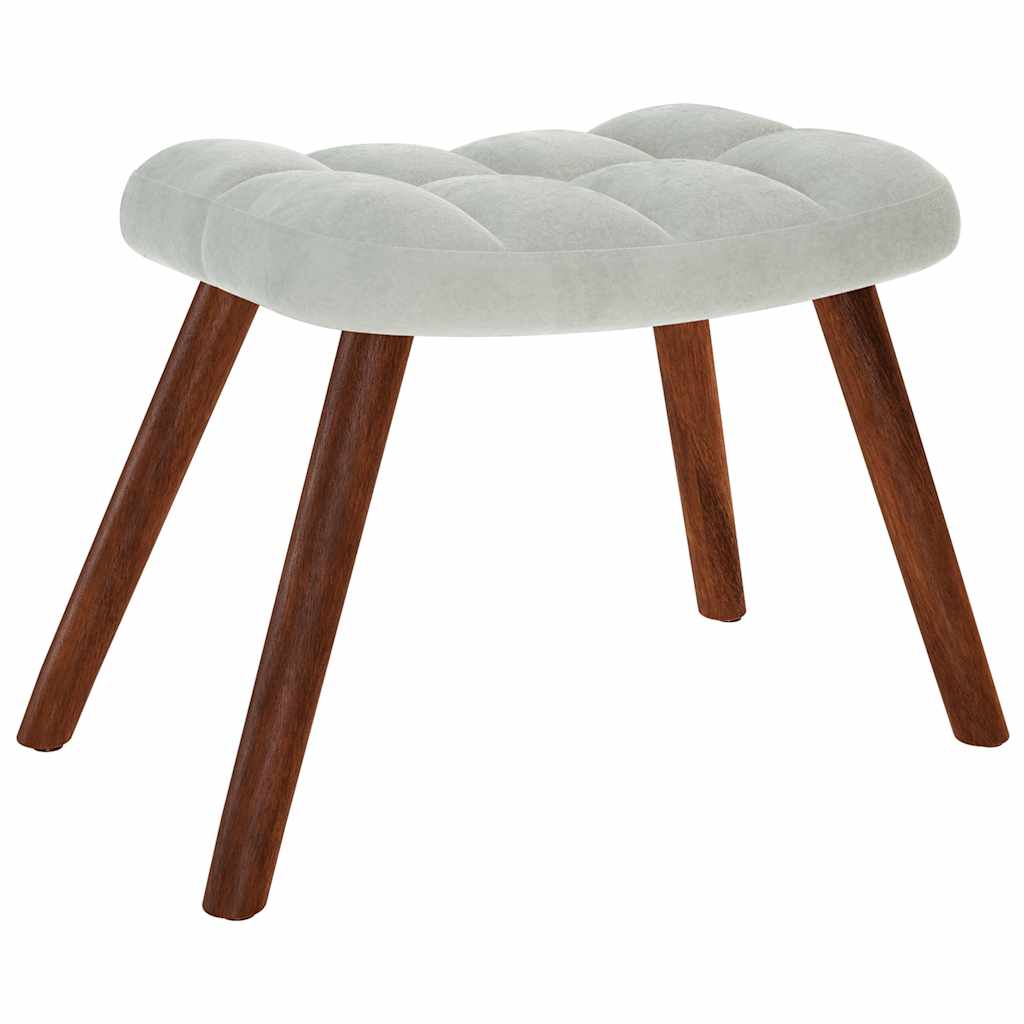 Rocking Chair with Stool Light Gray Velvet