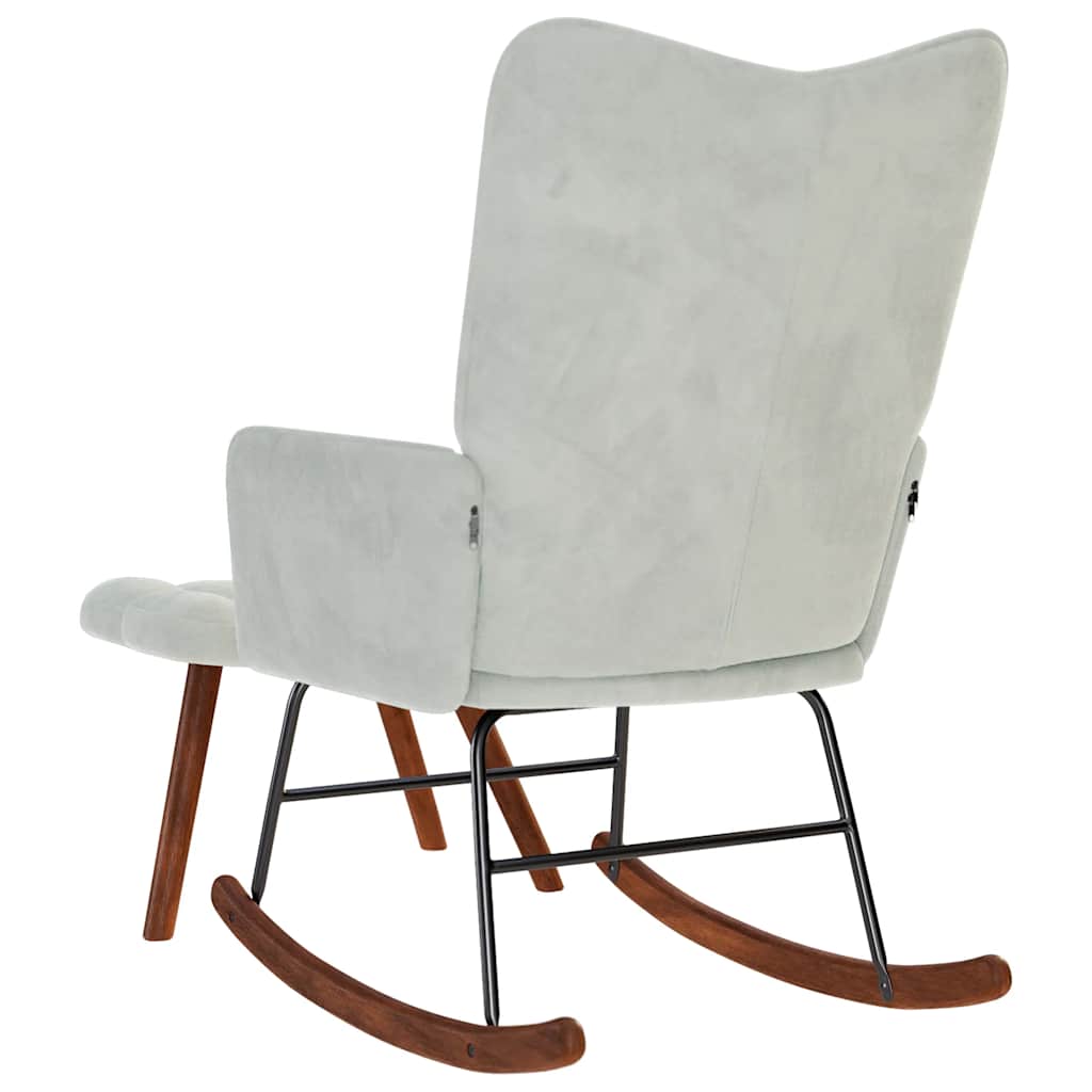 Rocking Chair with Stool Light Gray Velvet