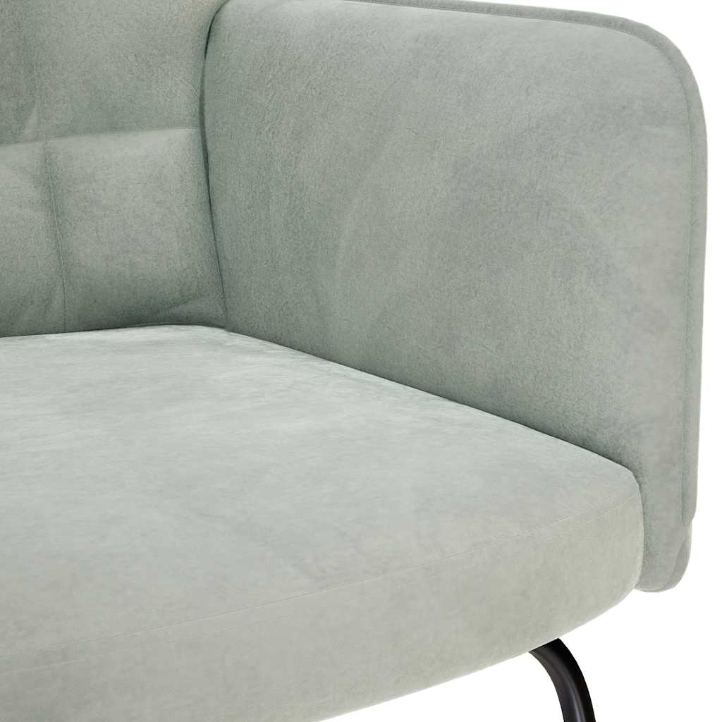 Rocking Chair with Stool Light Gray Velvet