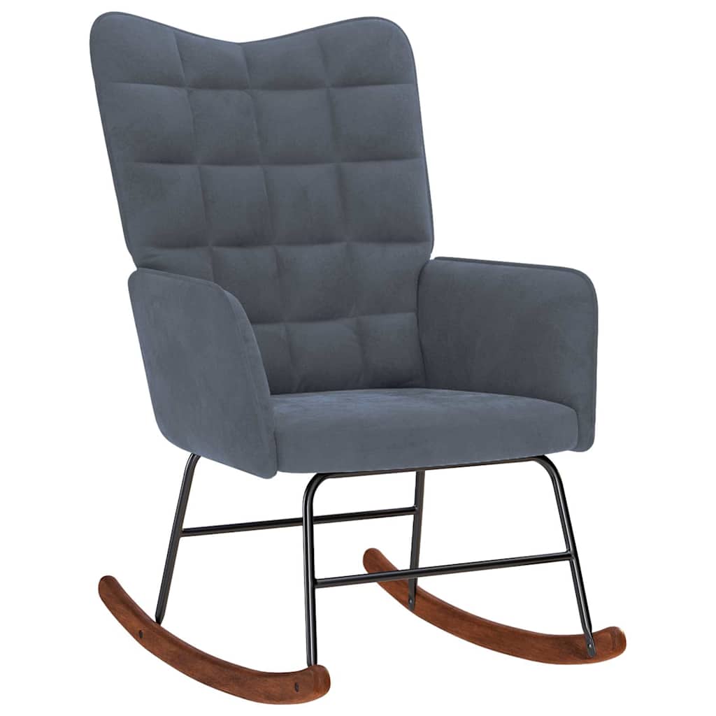 Rocking Chair with Stool Dark Gray Velvet