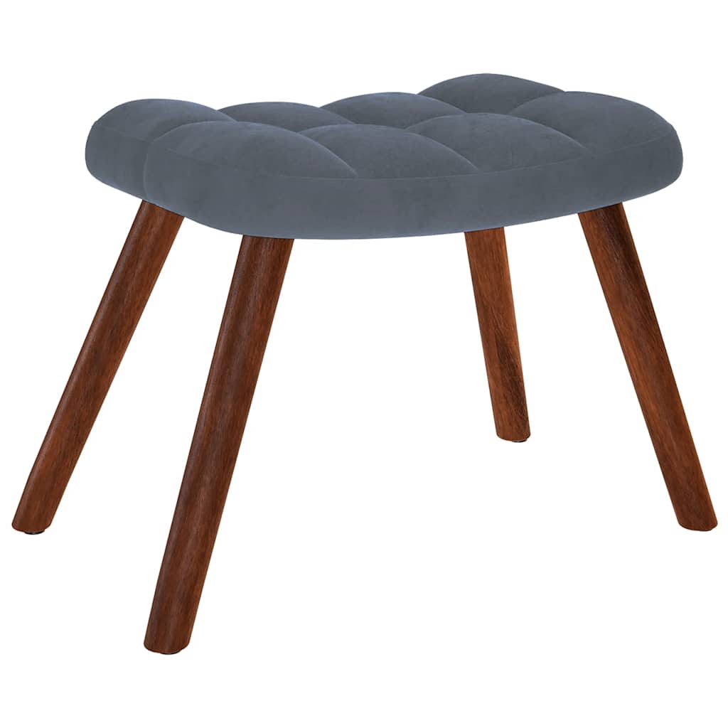Rocking Chair with Stool Dark Gray Velvet