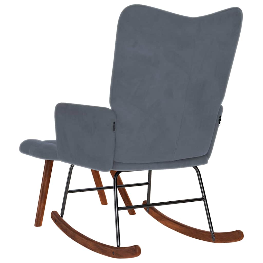 Rocking Chair with Stool Dark Gray Velvet