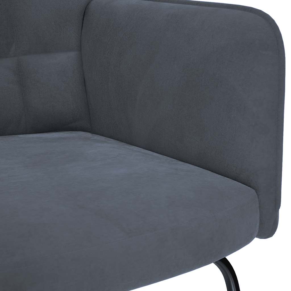 Rocking Chair with Stool Dark Gray Velvet