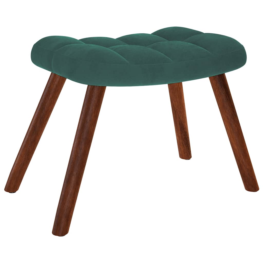 Rocking Chair with Stool Dark Green Velvet