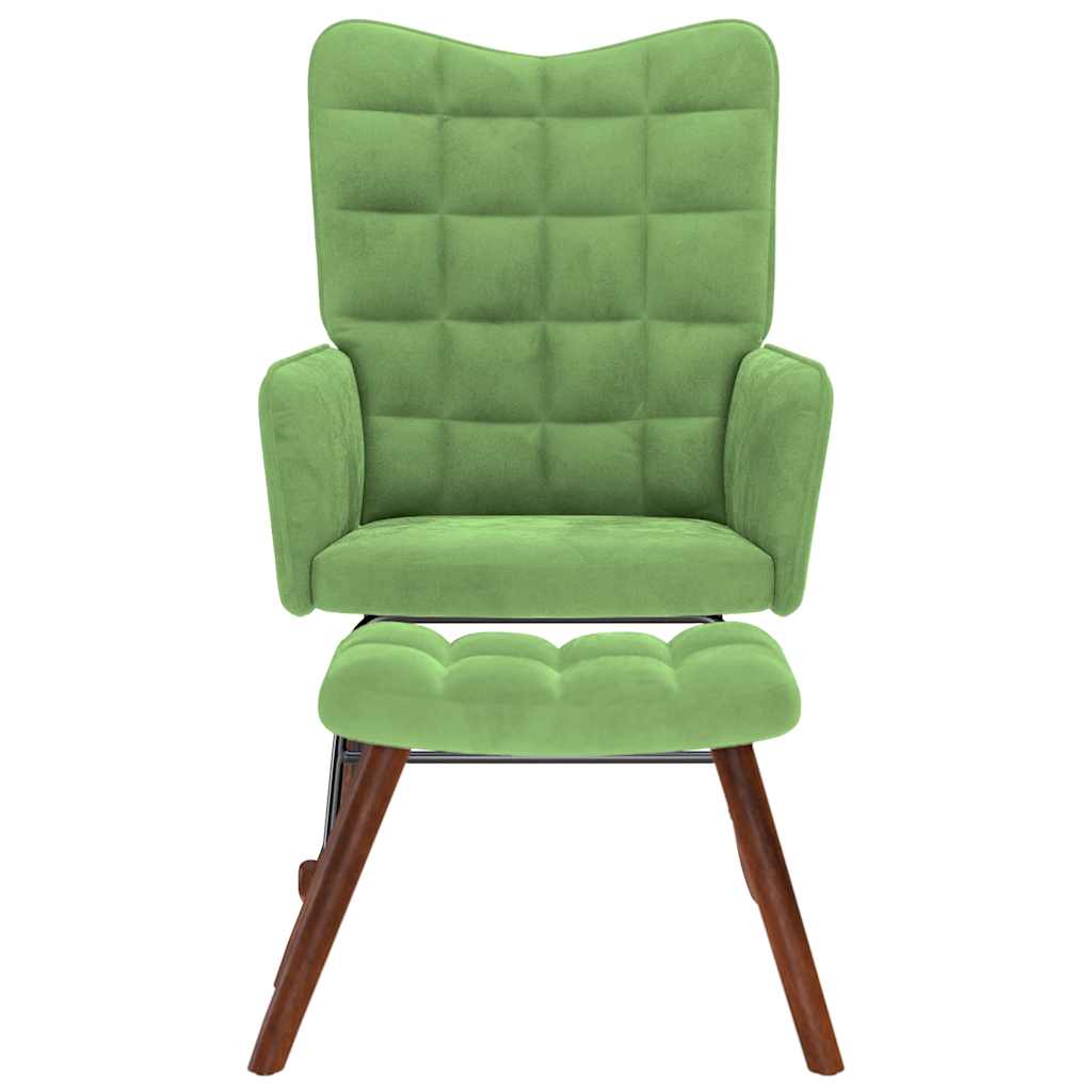 Rocking Chair with Stool Light Green Velvet