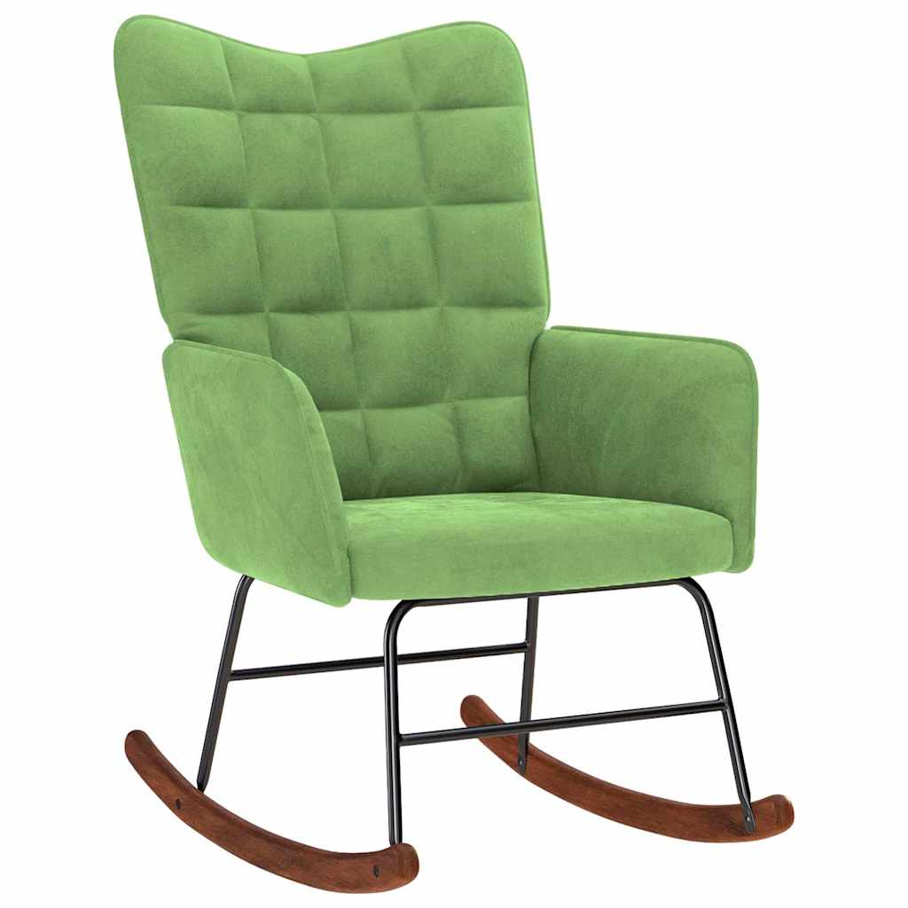 Rocking Chair with Stool Light Green Velvet