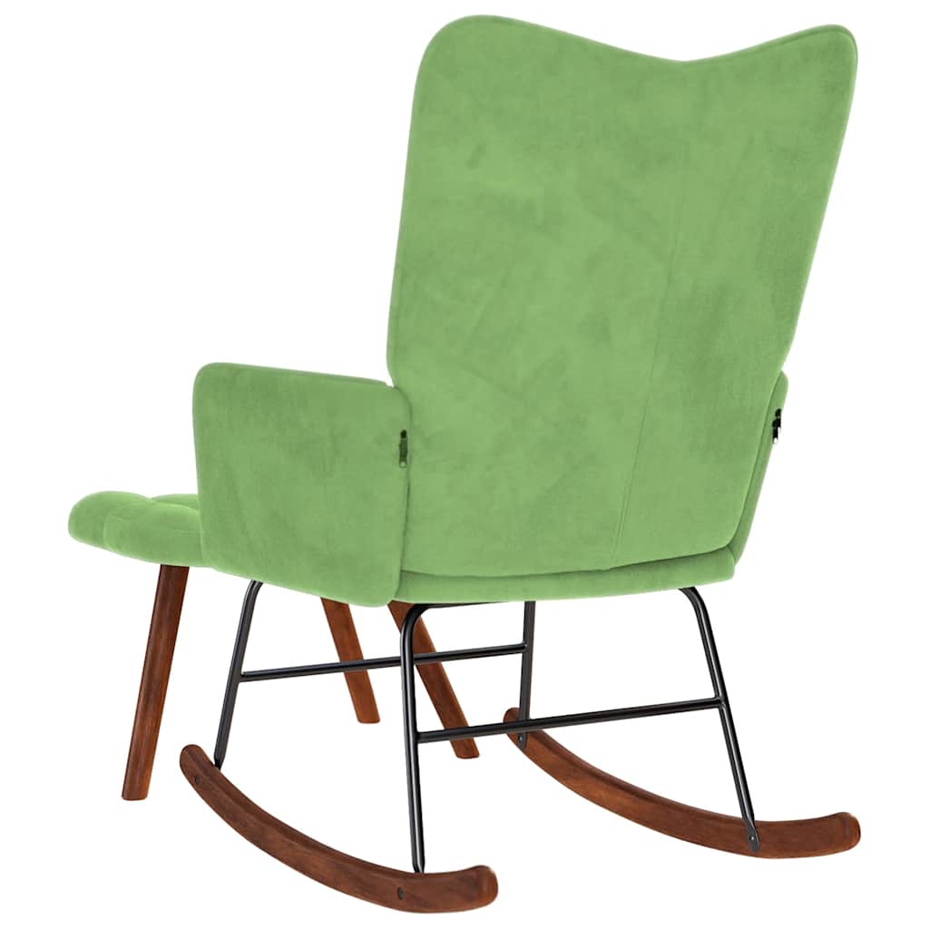 Rocking Chair with Stool Light Green Velvet