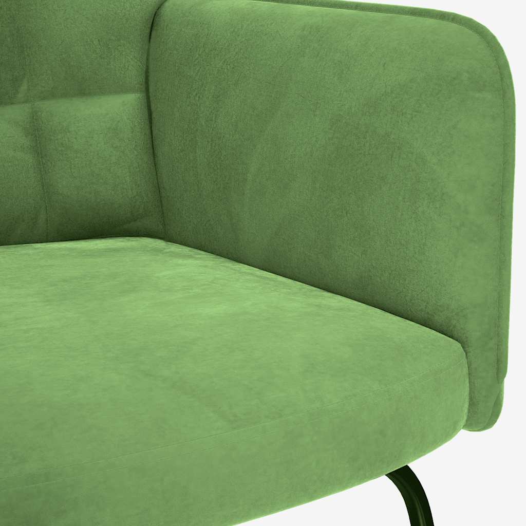 Rocking Chair with Stool Light Green Velvet