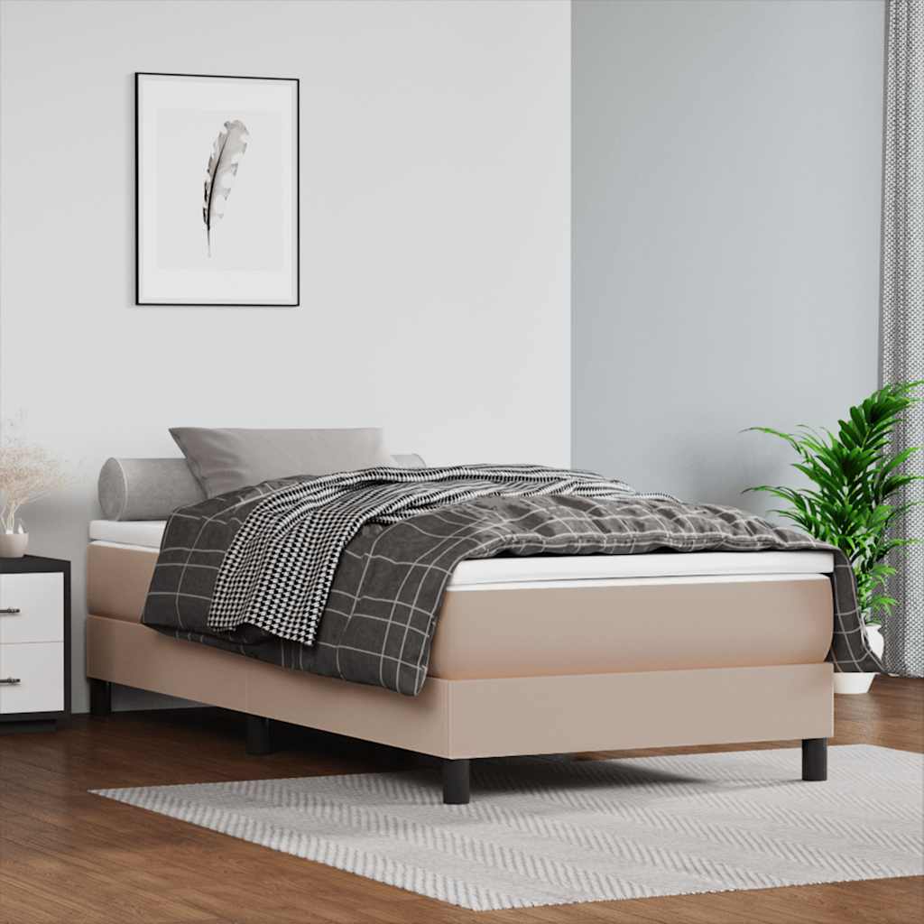 Pocket spring mattress for children light brown 80x160 artificial leather