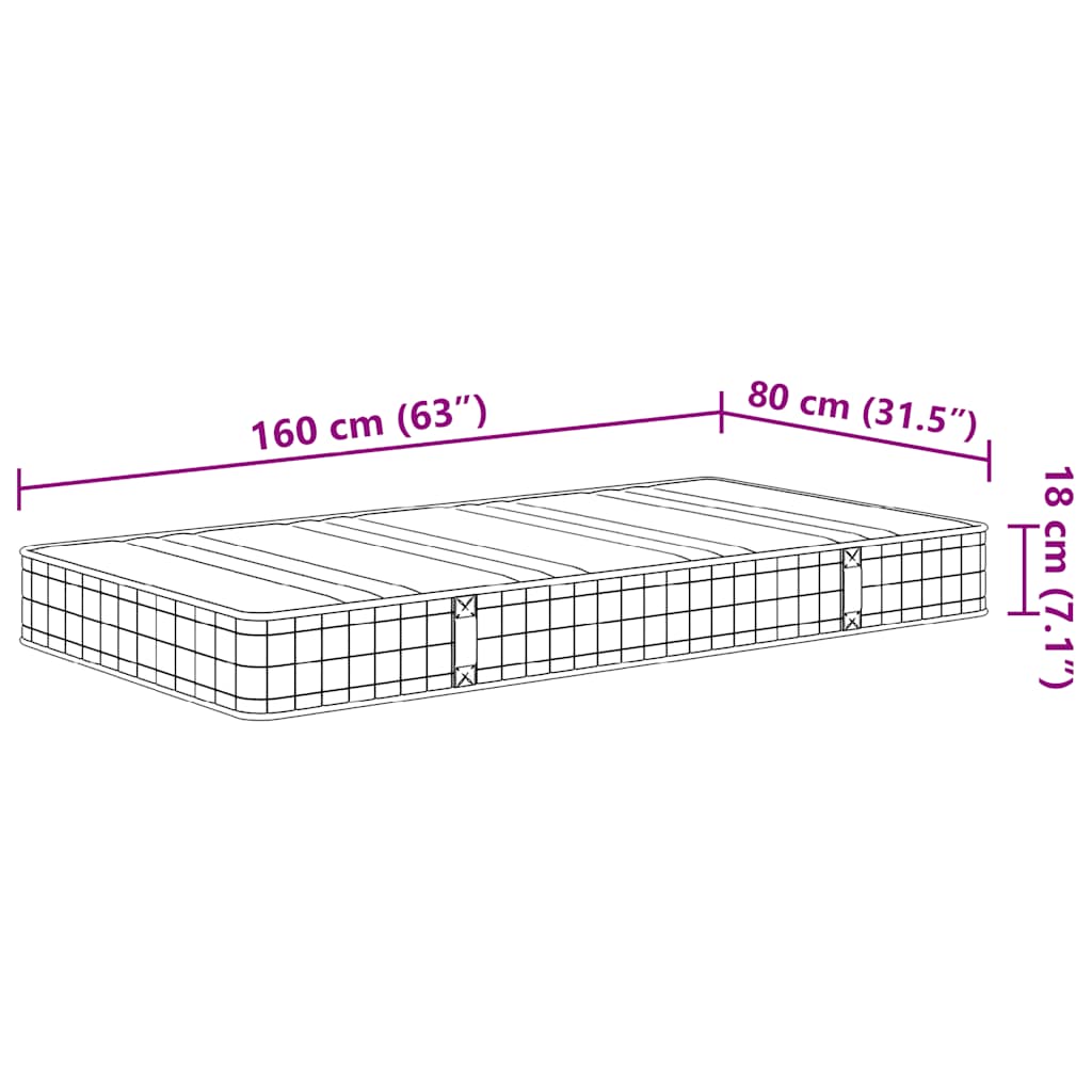 Children's mattress Bonnell spring core medium 80x160 cm