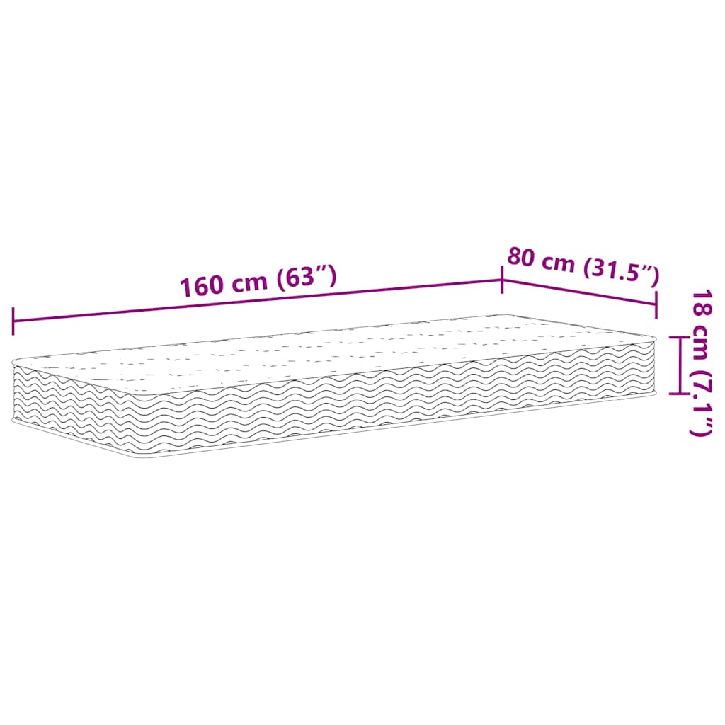 Children's mattress Bonnell spring core medium 80x160 cm