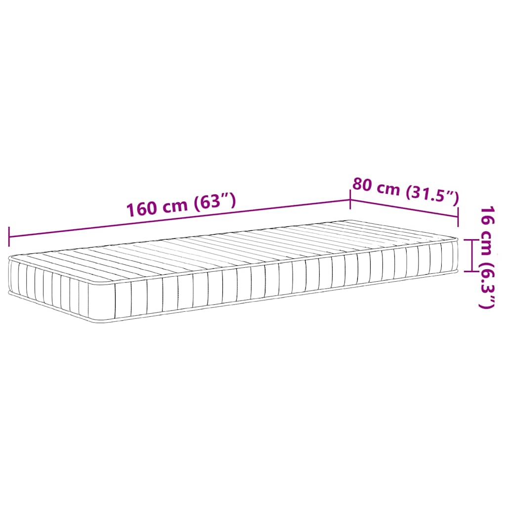 Children's mattress foam medium soft 80x160 cm