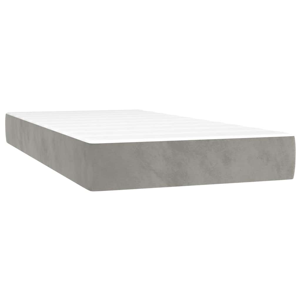 Pocket spring mattress light grey 80x210x20 cm velvet