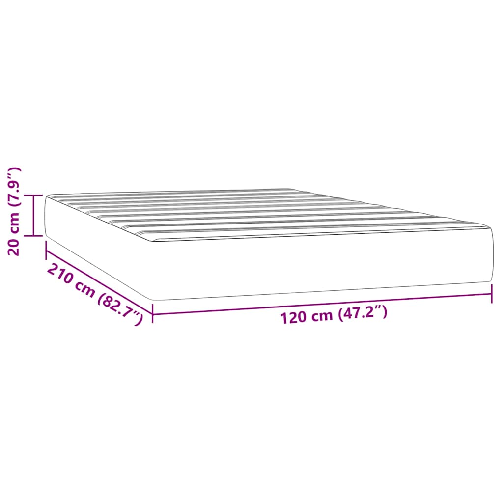 Pocket spring mattress pink 120x210x20 cm velvet