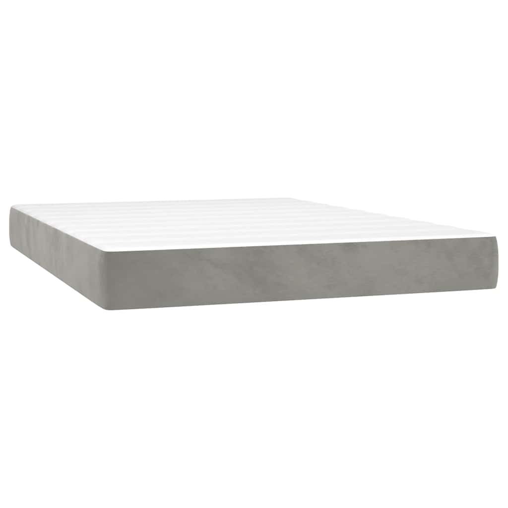 Pocket spring mattress light grey 140x210x20 cm velvet