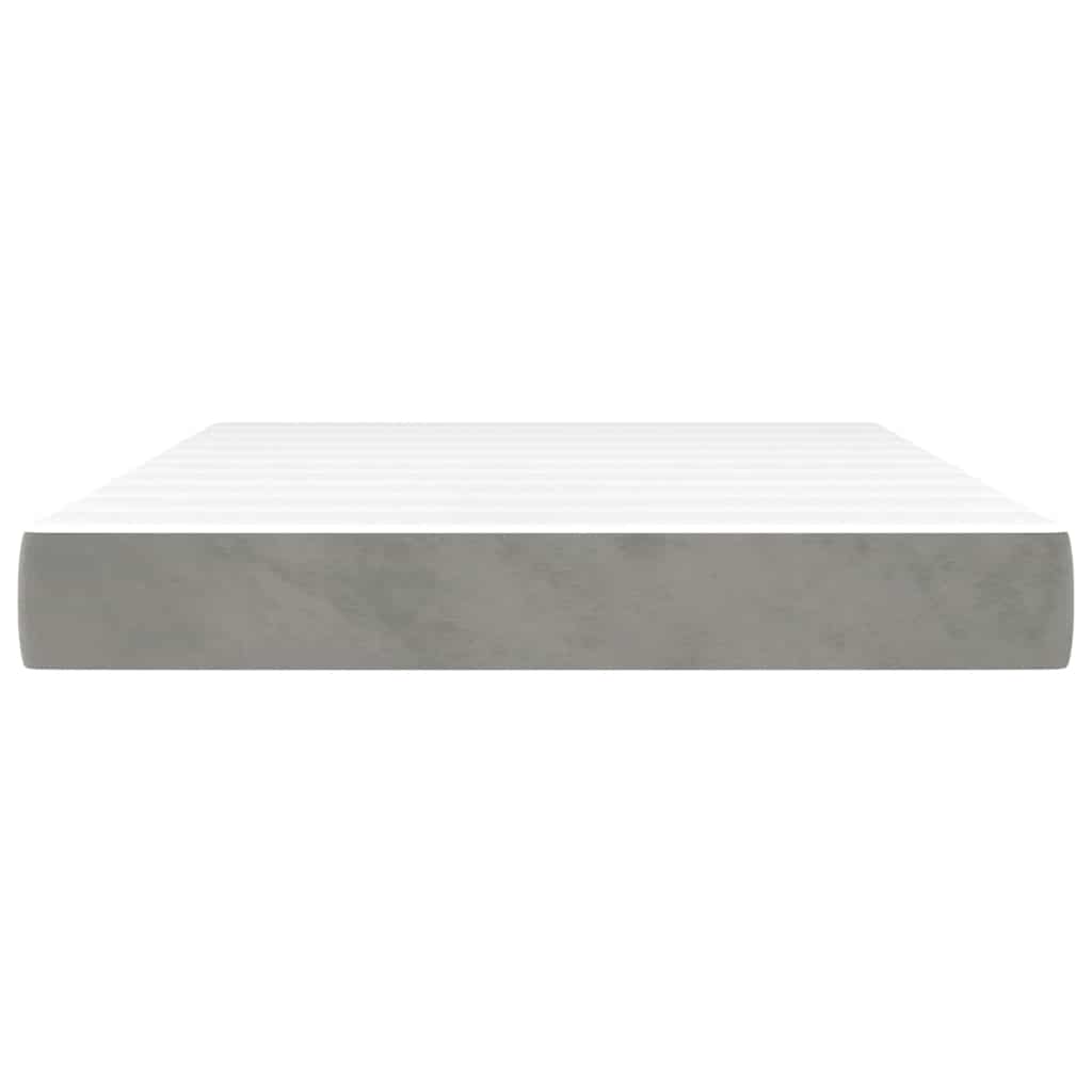 Pocket spring mattress light grey 140x210x20 cm velvet
