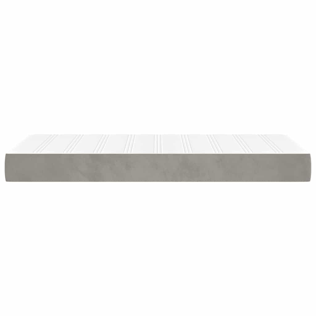 Pocket spring mattress light grey 140x210x20 cm velvet