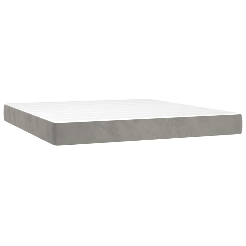 Pocket spring mattress light grey 160x210x20 cm velvet
