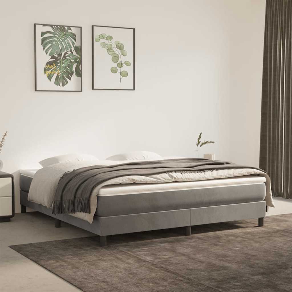 Pocket spring mattress light grey 160x210x20 cm velvet