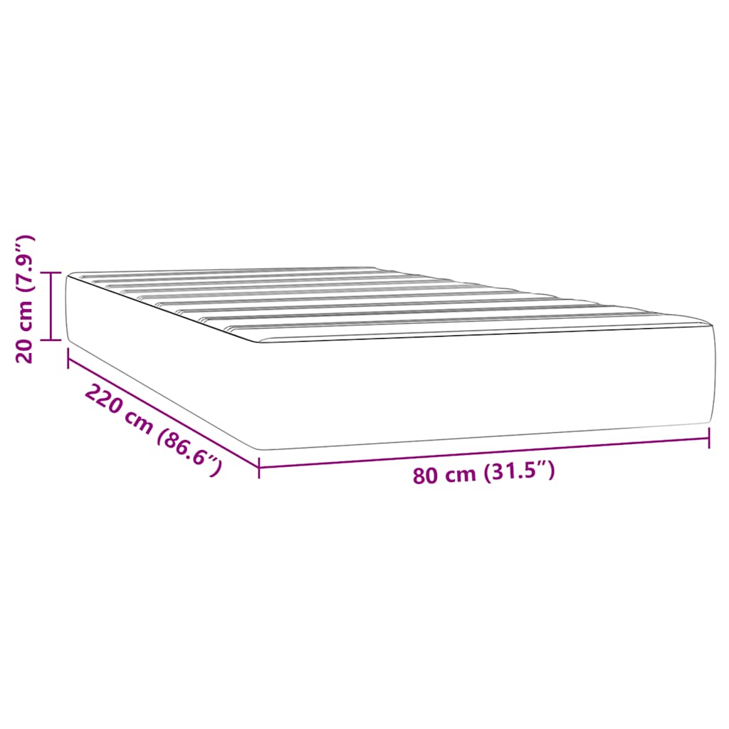 Pocket Spring Mattress Dark Blue 80x220x20 cm Velvet