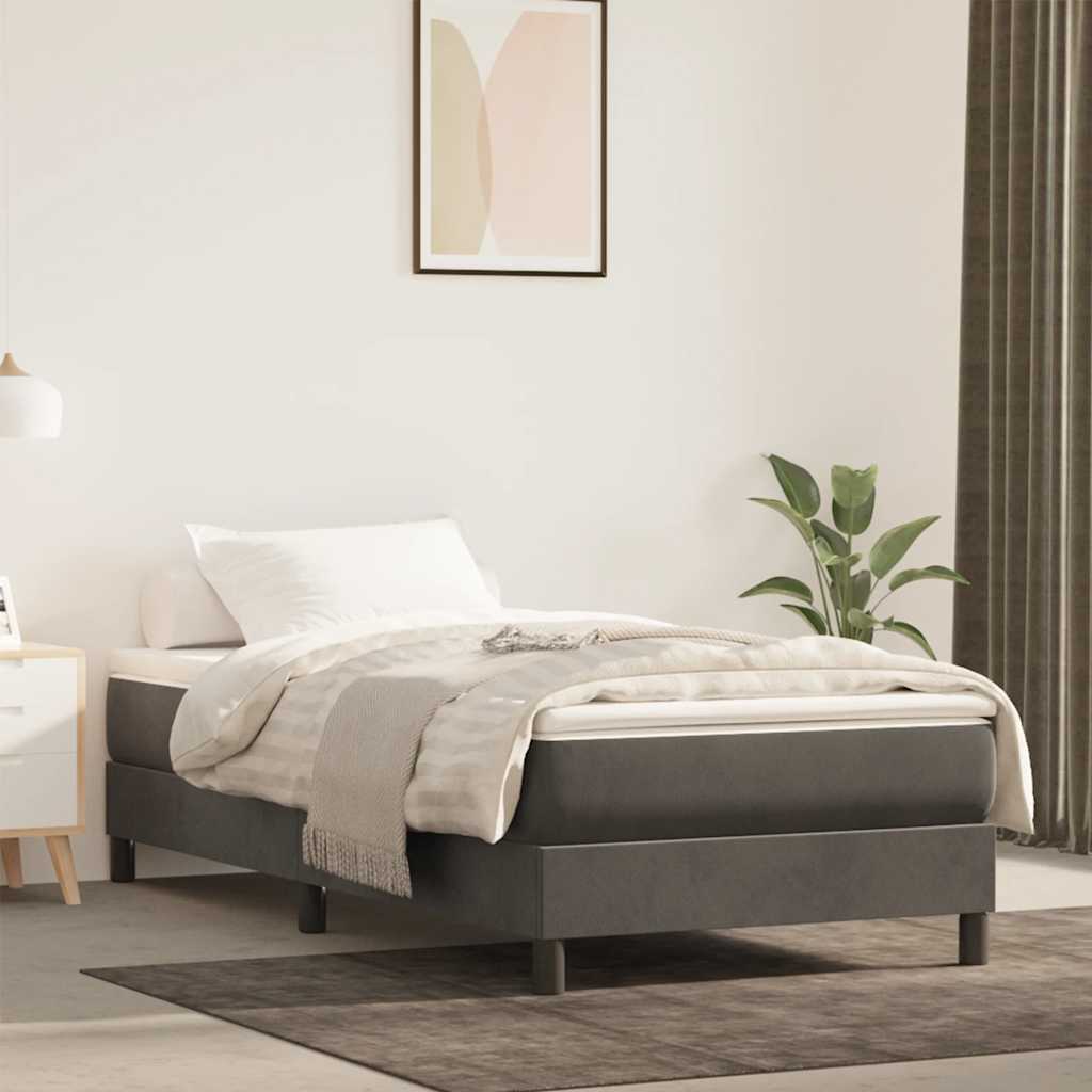 Pocket Spring Mattress Dark Grey 90x220x20 cm Velvet