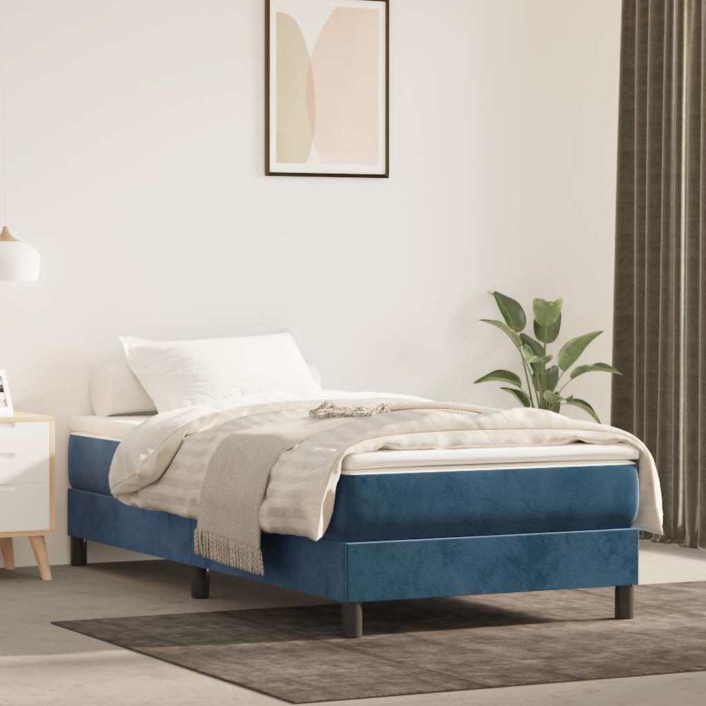 Pocket Spring Mattress Dark Blue 90x220x20 cm Velvet