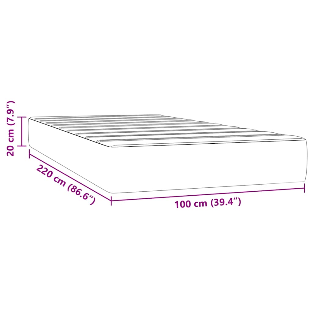 Pocket Spring Mattress Black 100x220x20 cm Velvet