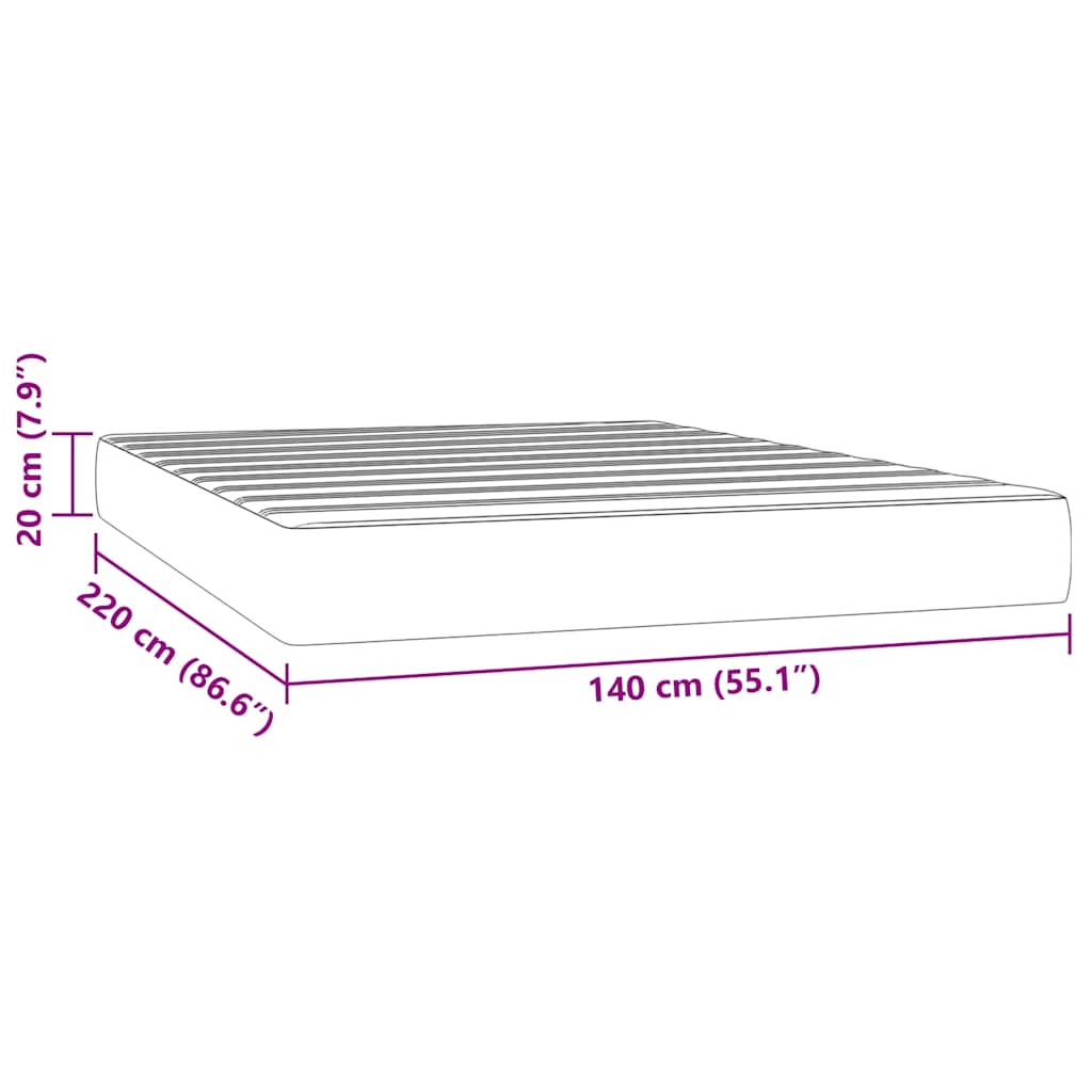Pocket Spring Mattress Black 140x220x20 cm Velvet