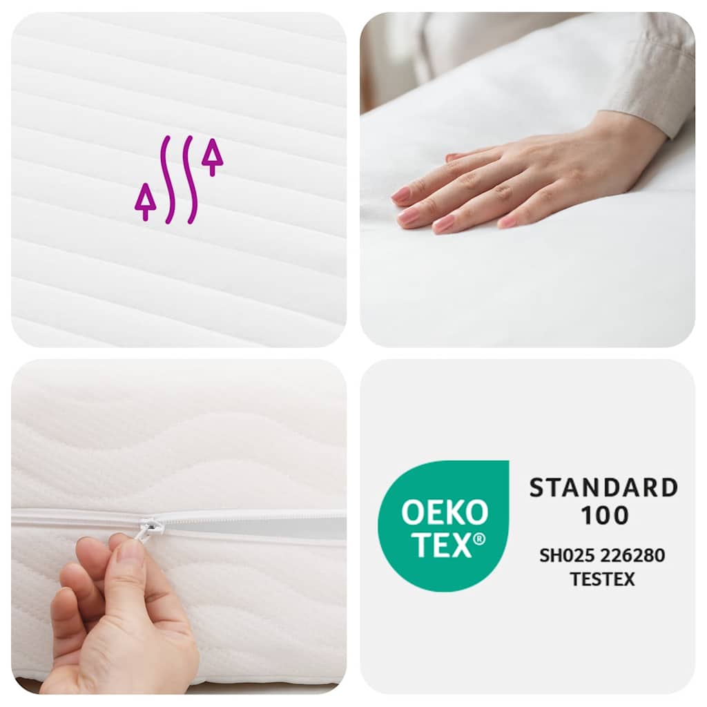 Foam mattress white 90x220 cm hardness H2 H3